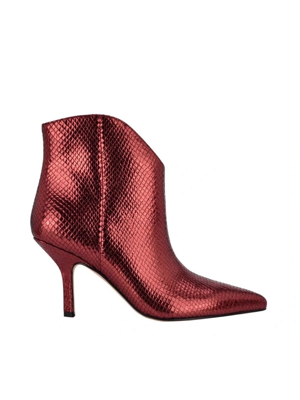Marc Fisher Metallic Burgundy Textured Pointed-Ankle Bootie